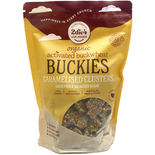 2Die4 Live Foods Organic Activated Buckwheat Buckies Caramelised Clusters