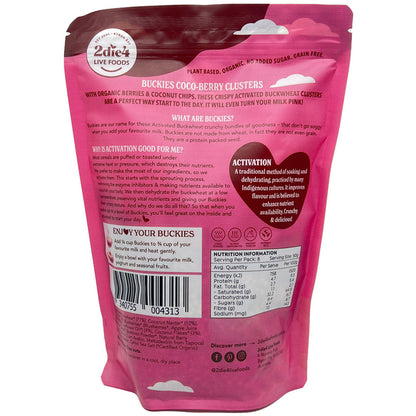 2Die4 Live Foods Organic Activated Buckwheat Buckies Coco-Berry Clusters