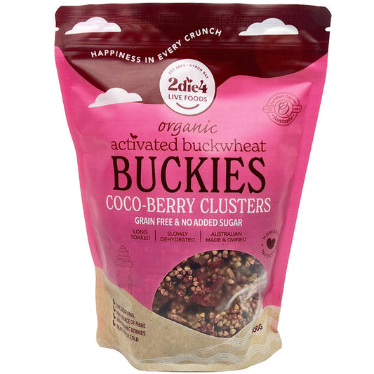 2Die4 Live Foods Organic Activated Buckwheat Buckies Coco-Berry Clusters