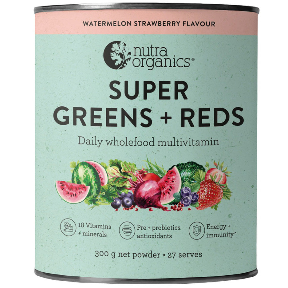 Nutra Organics Super Greens + Reds Watermelon Strawberry